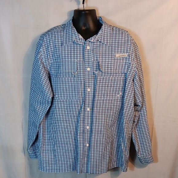 Habit Men's Solar Factor 40+ Outdoor / Fishing Blue Plaid Shirt - Picture 1 of 9